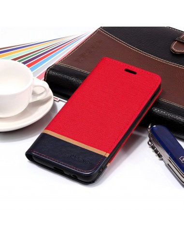 Etui Samsung portefeuille pour Galaxy J8 2018 matière extérieure en tissus