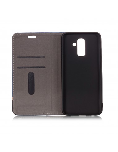 Etui Samsung portefeuille pour Galaxy J8 2018 matière extérieure en tissus