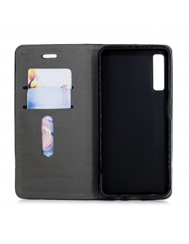 Etui Samsung portefeuille pour Galaxy A7 2018 avec tissus extérieur