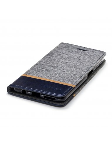 Etui Samsung portefeuille pour Galaxy A7 2018 avec tissus extérieur