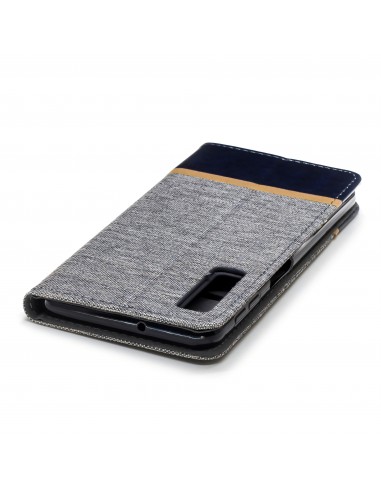 Etui Samsung portefeuille pour Galaxy A7 2018 avec tissus extérieur