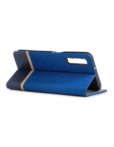 Etui Samsung portefeuille pour Galaxy A7 2018 avec tissus extérieur