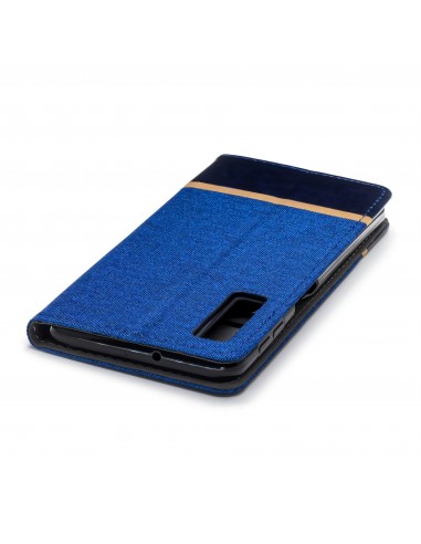 Etui Samsung portefeuille pour Galaxy A7 2018 avec tissus extérieur