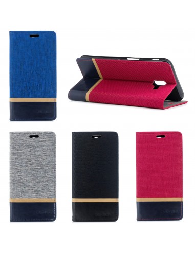 Etui Samsung portefeuille pour Galaxy J6+ et Galaxy J6 Prime avec tissu extérieur