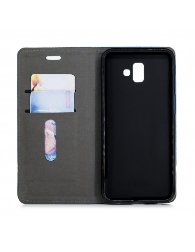 Etui Samsung portefeuille pour Galaxy J6+ et Galaxy J6 Prime avec tissu extérieur