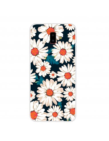 Coque silicone fantaisie pour Samsung Galaxy J6 Plus Marguerites
