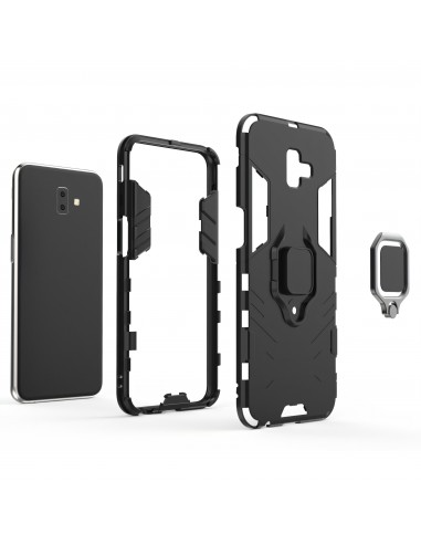 Coque silicone hybride pour Galaxy J6 Plus avec anneau
