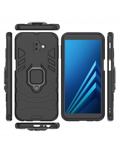 Coque silicone hybride pour Galaxy J6 Plus avec anneau
