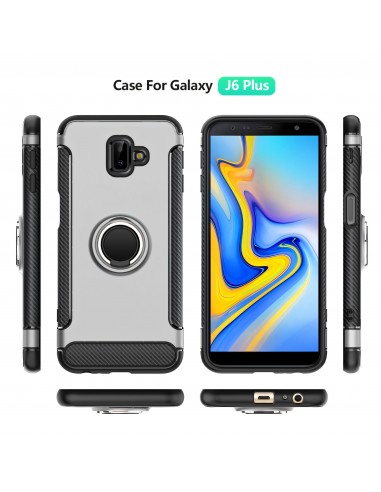 Coque antichoc pour Galaxy J6 Plus avec anneau rotatif
