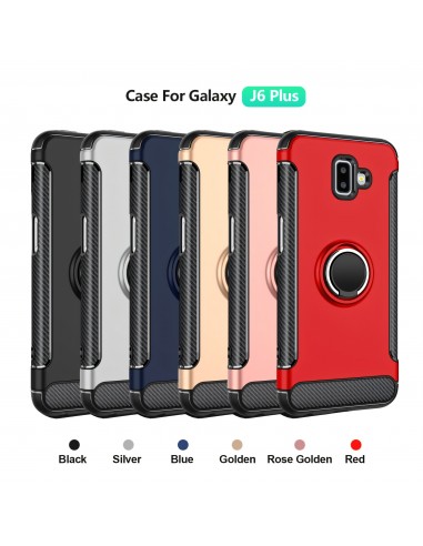 Coque antichoc pour Galaxy J6 Plus avec anneau rotatif