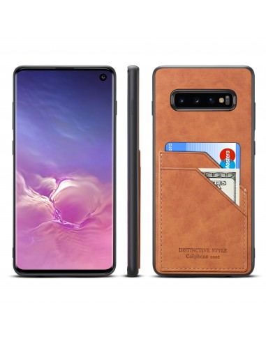 Coque silicone Samsung Galaxy S10 avec rangement cartes - Style cuir
