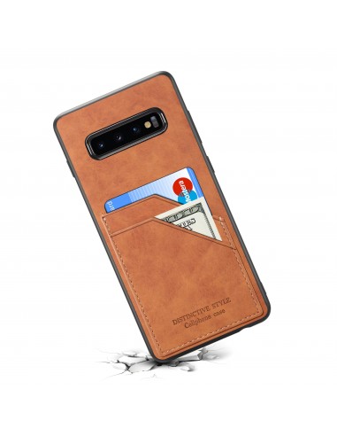 Coque silicone Samsung Galaxy S10 avec rangement cartes - Style cuir