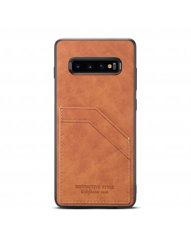 Coque silicone Samsung Galaxy S10 avec rangement cartes - Style cuir