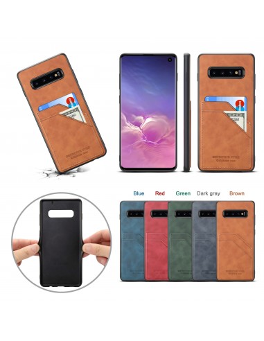 Coque silicone Samsung Galaxy S10 avec rangement cartes - Style cuir