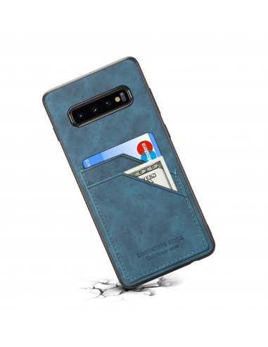 Coque silicone Samsung Galaxy S10 avec rangement cartes - Style cuir