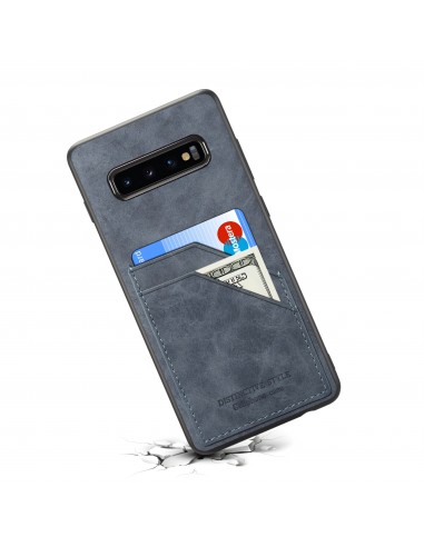 Coque silicone Samsung Galaxy S10 avec rangement cartes - Style cuir