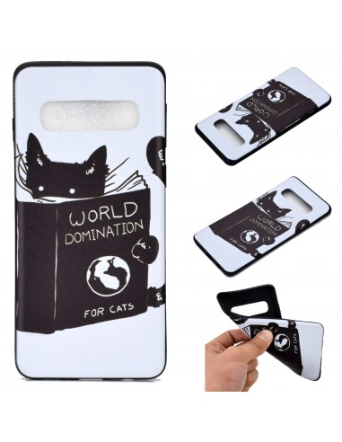 Coque silicone fantaisie pour Samsung Galaxy S10 - Chat qui lit
