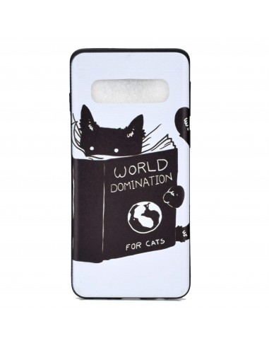 Coque silicone fantaisie pour Samsung Galaxy S10 - Chat qui lit