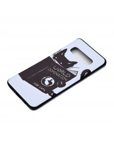 Coque silicone fantaisie pour Samsung Galaxy S10 - Chat qui lit