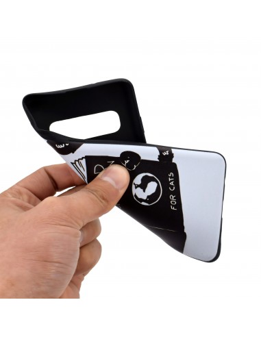 Coque silicone fantaisie pour Samsung Galaxy S10 - Chat qui lit