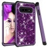 Coque antichoc hybride Galaxy S10 - Style paillettes Violet