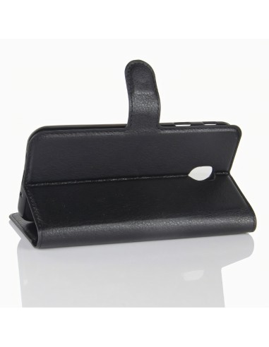 Etui Samsung portefeuille pour Galaxy J7 2017 avec rangements pour cartes - Litchi