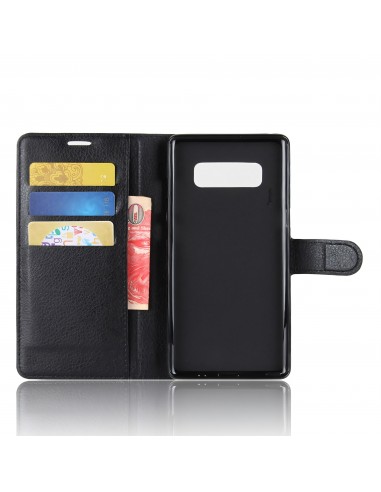 Etui Samsung portefeuille pour Galaxy Note 8 avec rangements pour cartes - Litchi
