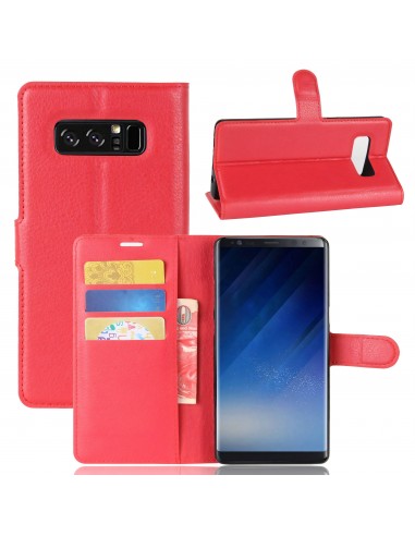 Etui Samsung portefeuille pour Galaxy Note 8 avec rangements pour cartes - Litchi