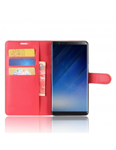 Etui Samsung portefeuille pour Galaxy Note 8 avec rangements pour cartes - Litchi