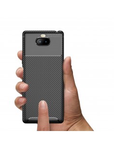 Coque silicone antichoc Sony Xperia 10 - MOFI - Style fibre de carbone Noir