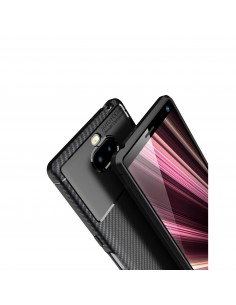 Coque silicone antichoc Sony Xperia 10 - MOFI - Style fibre de carbone Noir