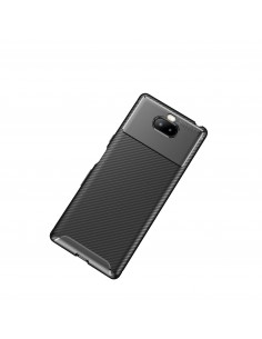 Coque silicone antichoc Sony Xperia 10 - MOFI - Style fibre de carbone Noir
