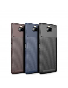Coque silicone antichoc Sony Xperia 10 - MOFI - Style fibre de carbone Noir