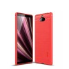 Coque silicone antichoc Sony Xperia 10 - Style fibre de carbone Rouge
