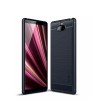 Coque silicone antichoc Sony Xperia 10 - Style fibre de carbone Bleu foncé