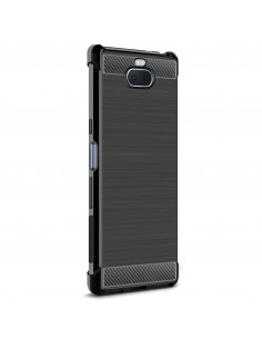 Coque antichoc silicone Sony Xperia 10 - IMAK - Aspect fibre de carbone Noir