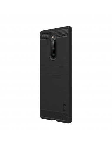 Coque silicone antichoc Sony Xperia 1 - Style fibre de carbone