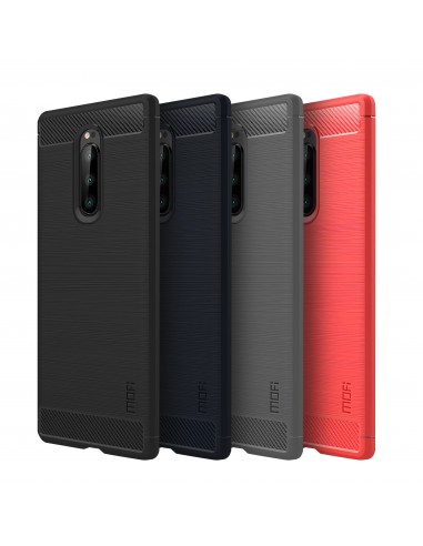 Coque silicone antichoc Sony Xperia 1 - Style fibre de carbone