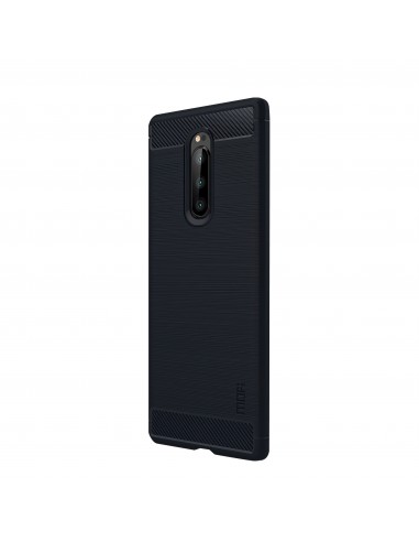 Coque silicone antichoc Sony Xperia 1 - Style fibre de carbone