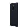 Coque silicone antichoc Sony Xperia 1 - Style fibre de carbone Bleu foncé