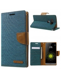 Etui portefeuille LG G5 avec rangements cartes - MERCURY Vert Etui portefeuille LG G5 avec rangements cartes - MERCURY Vert