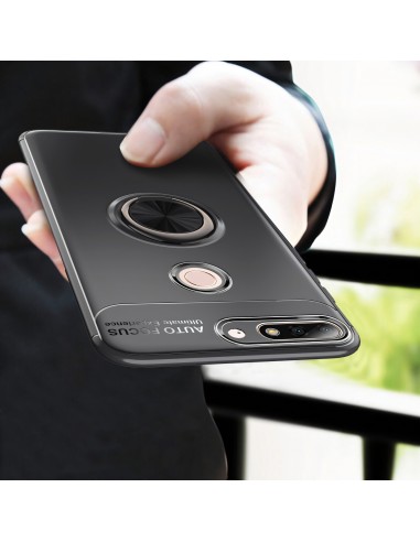 Coque silicone pour Huawei Honor 7C / Enjoy 8 avec anneau en metal
