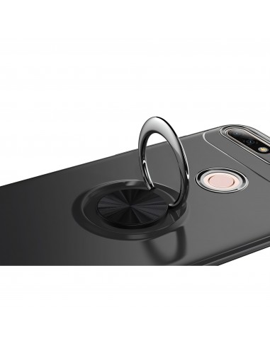 Coque silicone pour Huawei Honor 7C / Enjoy 8 avec anneau en metal
