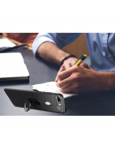 Coque silicone pour Huawei Honor 7C / Enjoy 8 avec anneau en metal