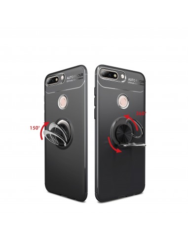 Coque silicone pour Huawei Honor 7C / Enjoy 8 avec anneau en metal