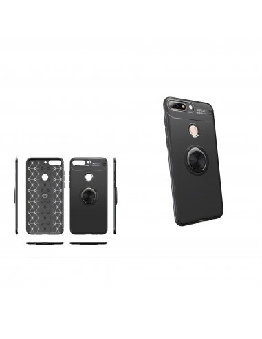 Coque silicone pour Huawei Honor 7C / Enjoy 8 avec anneau en metal