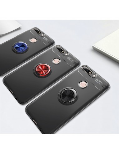 Coque silicone pour Huawei Honor 7C / Enjoy 8 avec anneau en metal