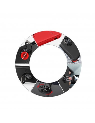 Coque silicone pour Huawei Honor 7C / Enjoy 8 avec anneau en metal