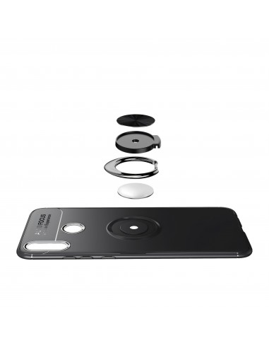 Coque silicone pour Huawei Honor 8X et Honor View 10 Lite avec anneau en metal