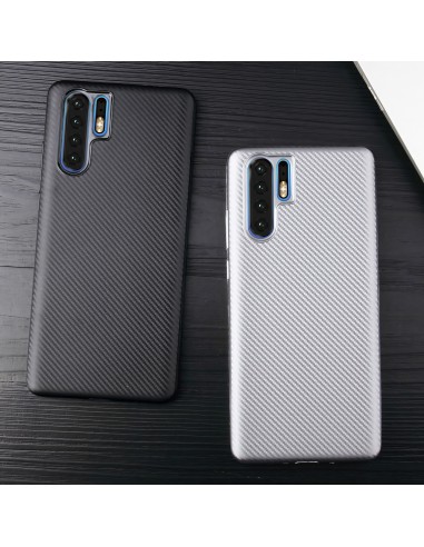 Coque silicone Huawei P30 Pro Style fibre de carbone